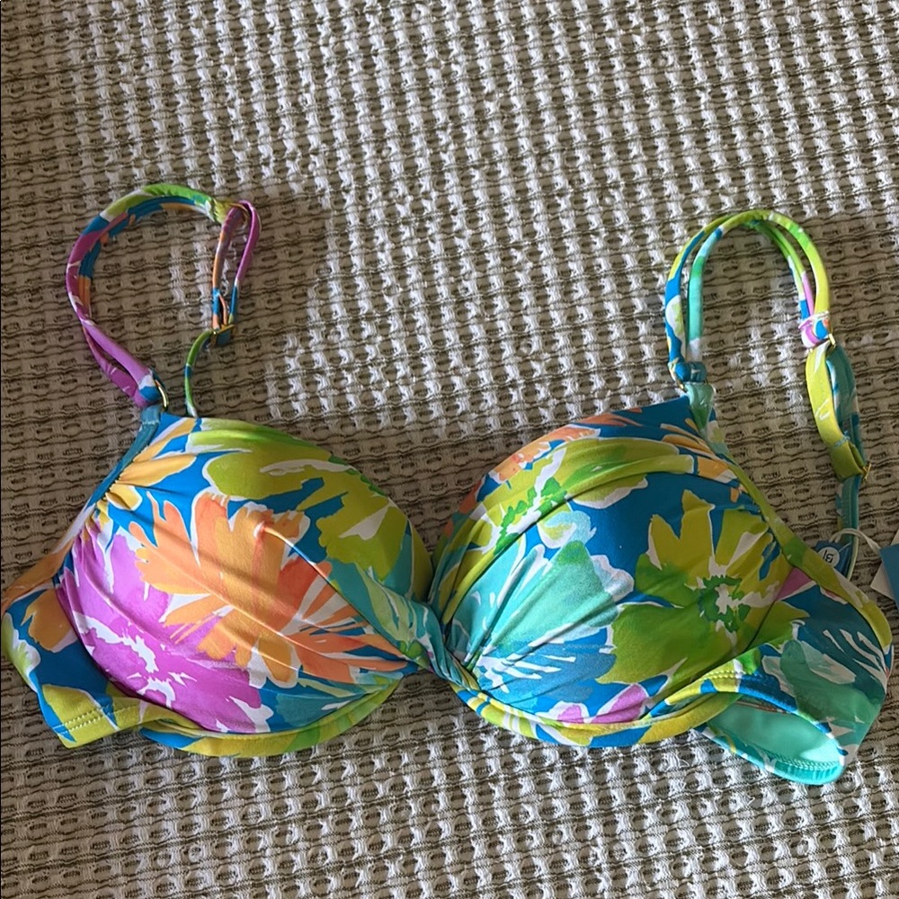 Blue/Rod Beattie swim top 6 retail $83 NEW